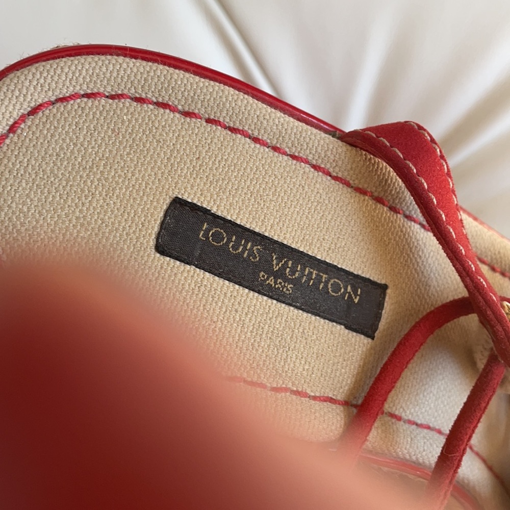 Louis Vuitton Red Suede Espadrille Charm Wedges 39 - Picture 7 of 10